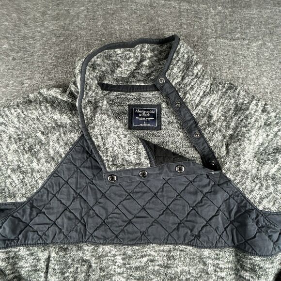 Abercrombie & Fitch Asymmetrical Snap Up Sweatshirt Women’s Sz L Quilted Fleece - Picture 3 of 8